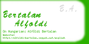 bertalan alfoldi business card