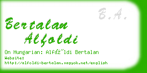 bertalan alfoldi business card